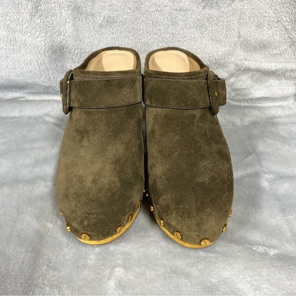 Veronica Beard Dacey Suede Mule Heel Green Size 6.5M - Picture 2 of 12